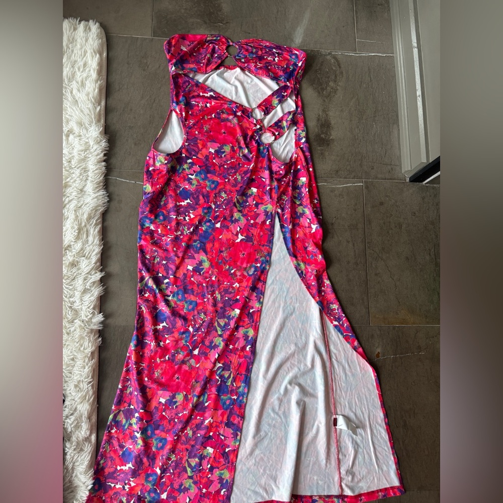 SHEIN Pink and Red Spaghetti Strap Sundress Cocktail